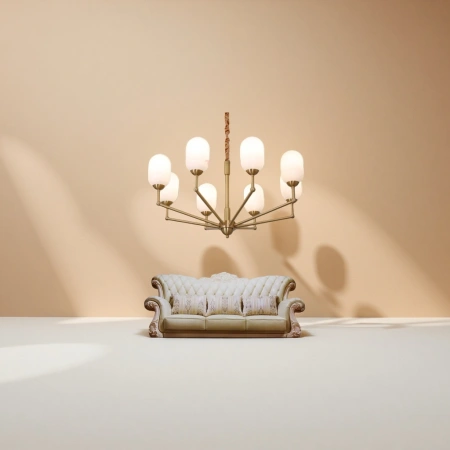 The golden pendant lamp is the main light for the living room and the Nordic minimalist ceiling lamp is suitable for both bedrooms and dining rooms The golden pendant lamp is the main light for the living room and the Nordic minimalist ceiling lamp is suitable for both bedrooms and dining rooms